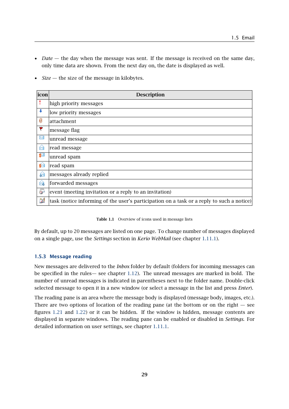 Message reading | Kerio Tech Version 6.5.2 User Manual | Page 29 / 390