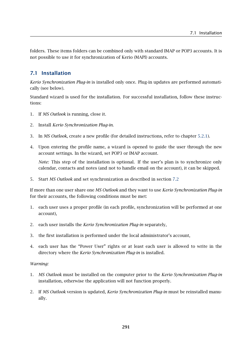 Installation, 1 installation | Kerio Tech Version 6.5.2 User Manual | Page 291 / 390