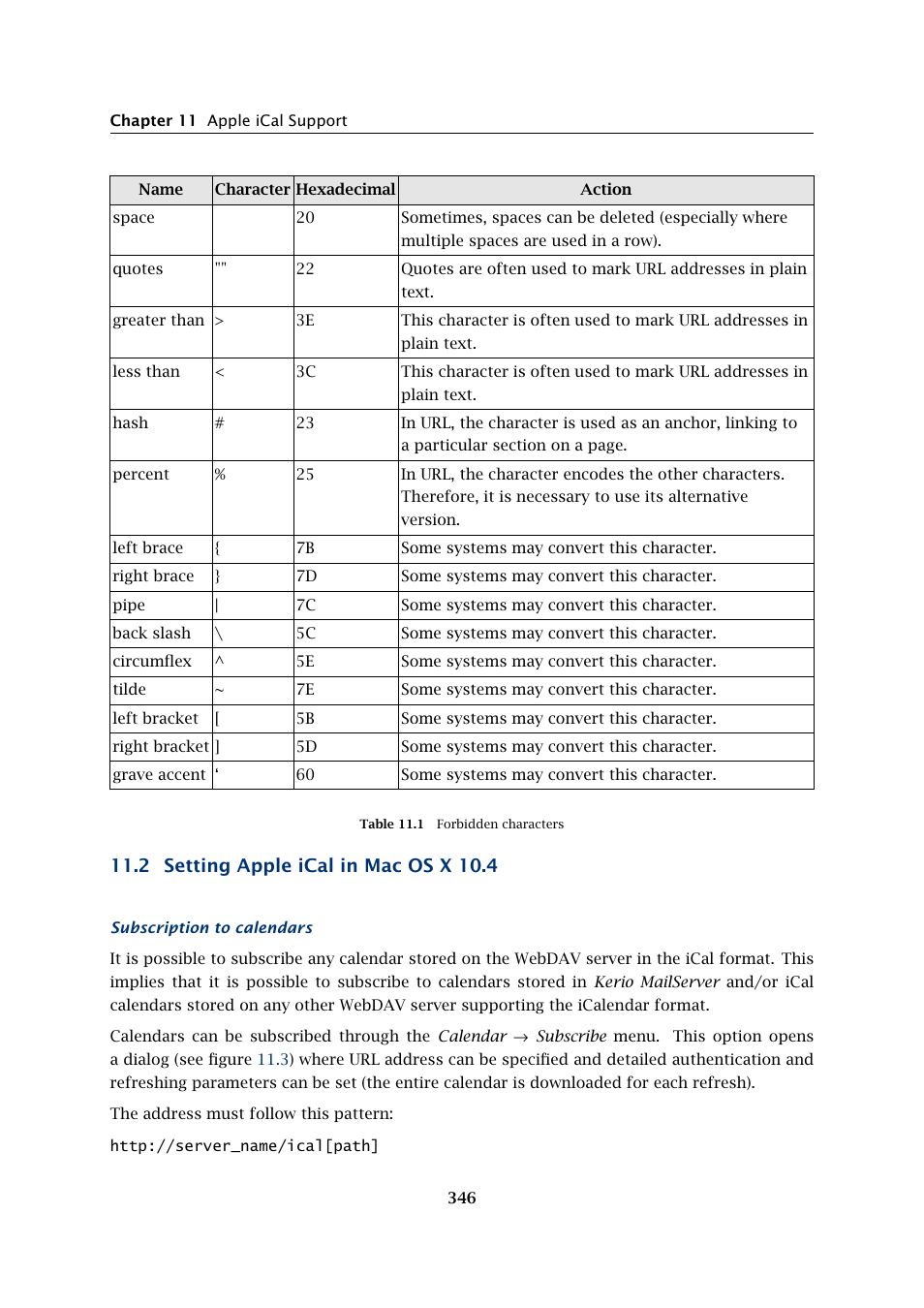 Setting apple ical in mac os x 10.4, 2 setting apple ical in mac os x 10.4 | Kerio Tech Version 6.5.2 User Manual | Page 346 / 390