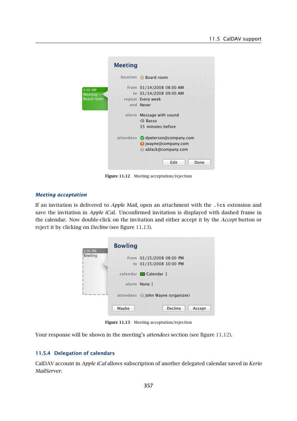 Delegation of calendars | Kerio Tech Version 6.5.2 User Manual | Page 357 / 390