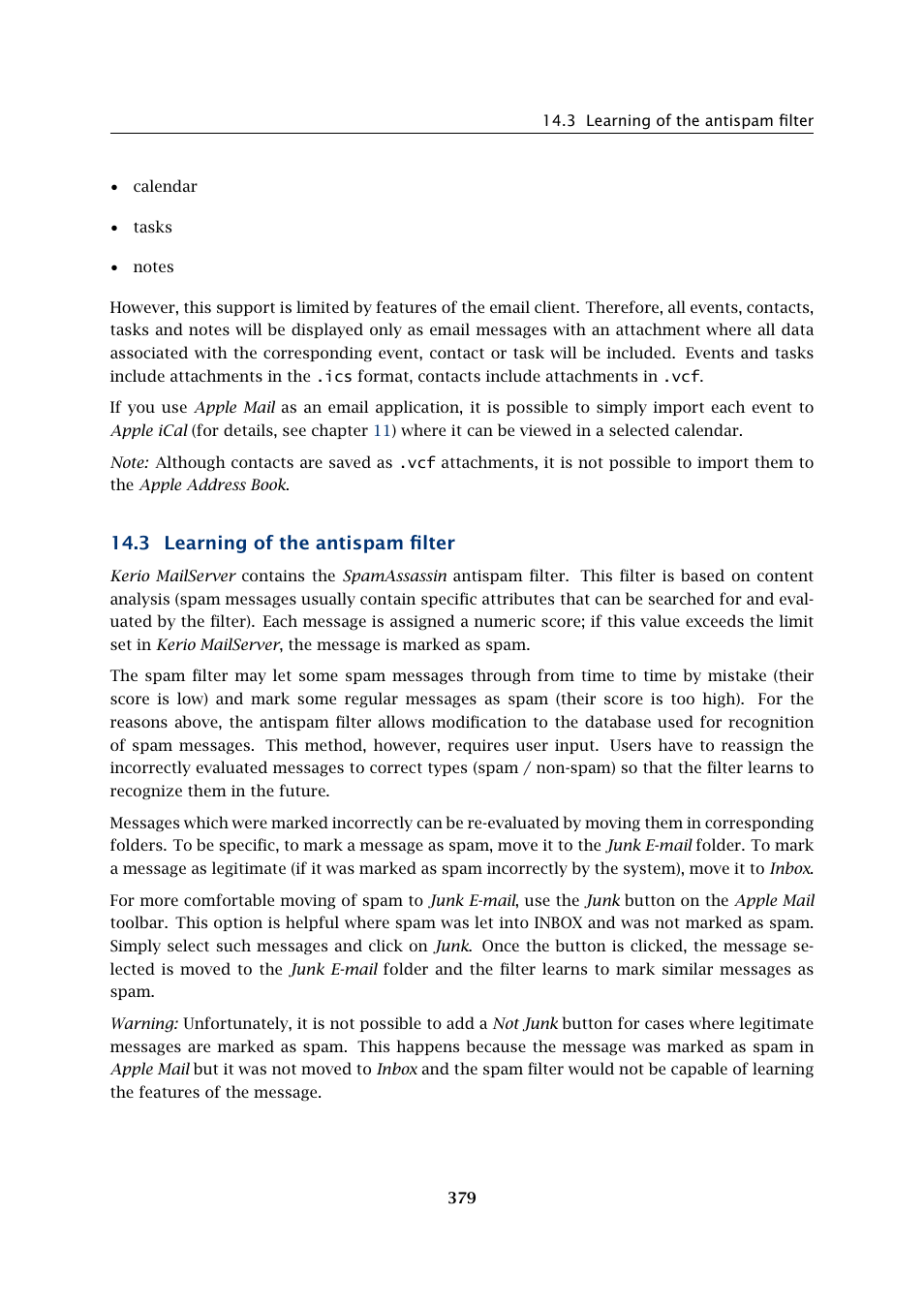 Learning of the antispam filter, 3 learning of the antispam filter | Kerio Tech Version 6.5.2 User Manual | Page 379 / 390