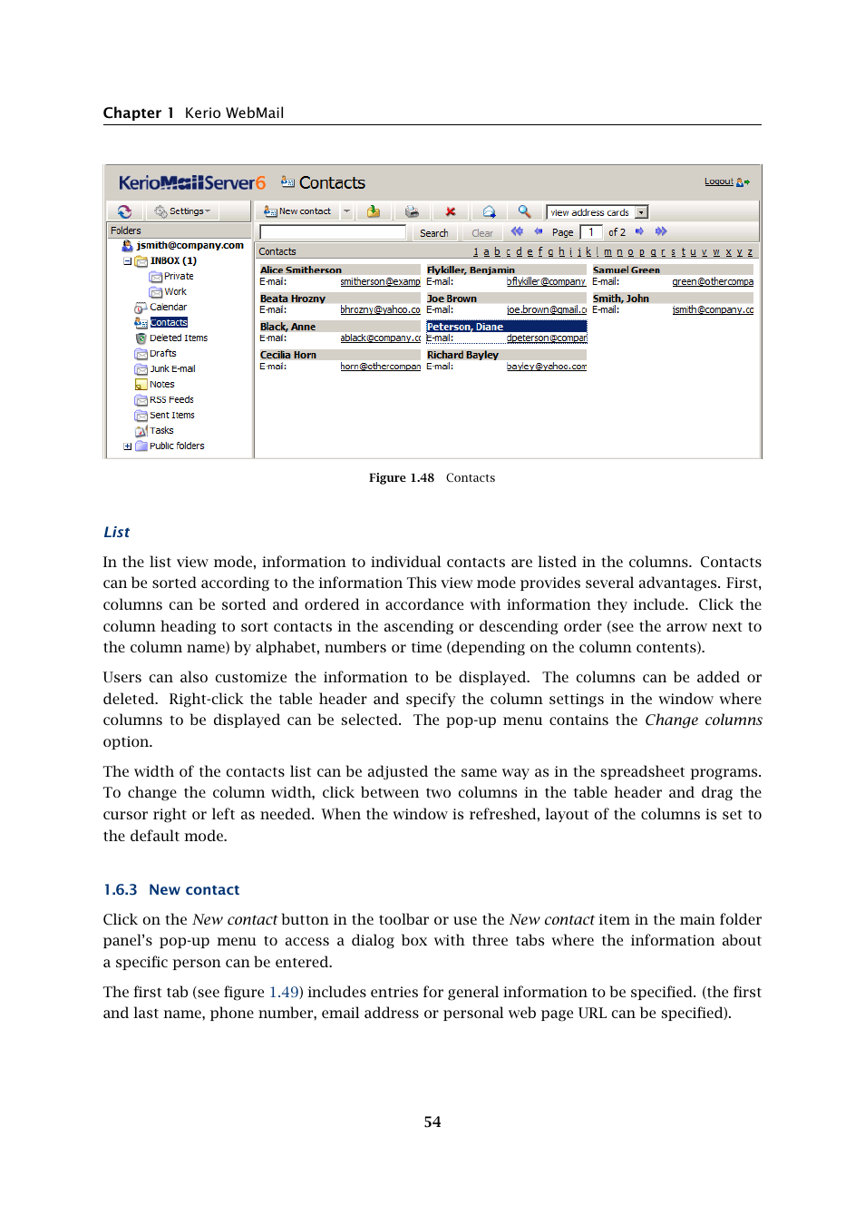 New contact | Kerio Tech Version 6.5.2 User Manual | Page 54 / 390
