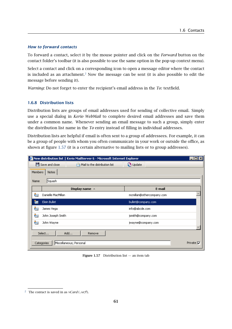 Distribution lists | Kerio Tech Version 6.5.2 User Manual | Page 61 / 390
