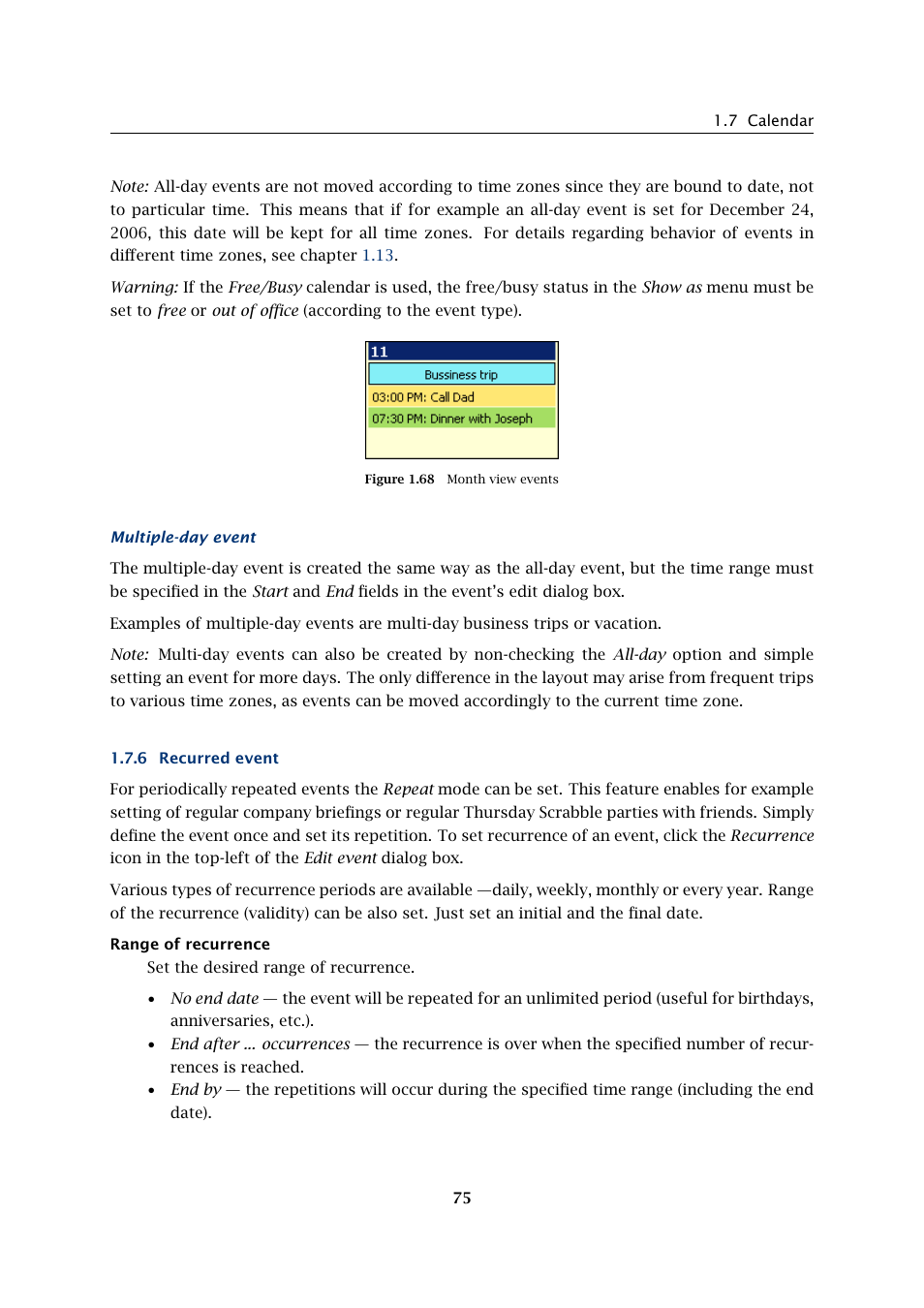 Recurred event | Kerio Tech Version 6.5.2 User Manual | Page 75 / 390