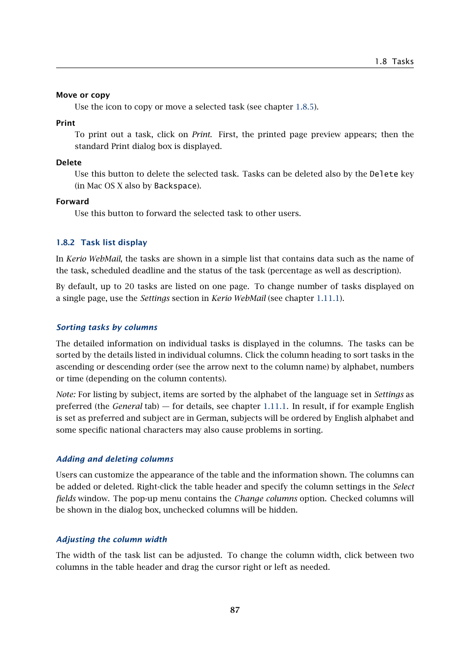 Task list display | Kerio Tech Version 6.5.2 User Manual | Page 87 / 390