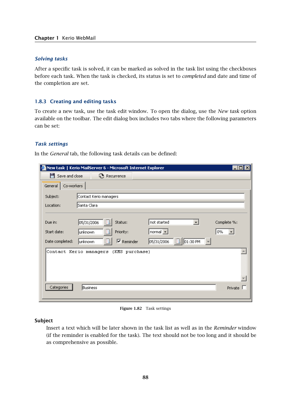 Creating and editing tasks | Kerio Tech Version 6.5.2 User Manual | Page 88 / 390