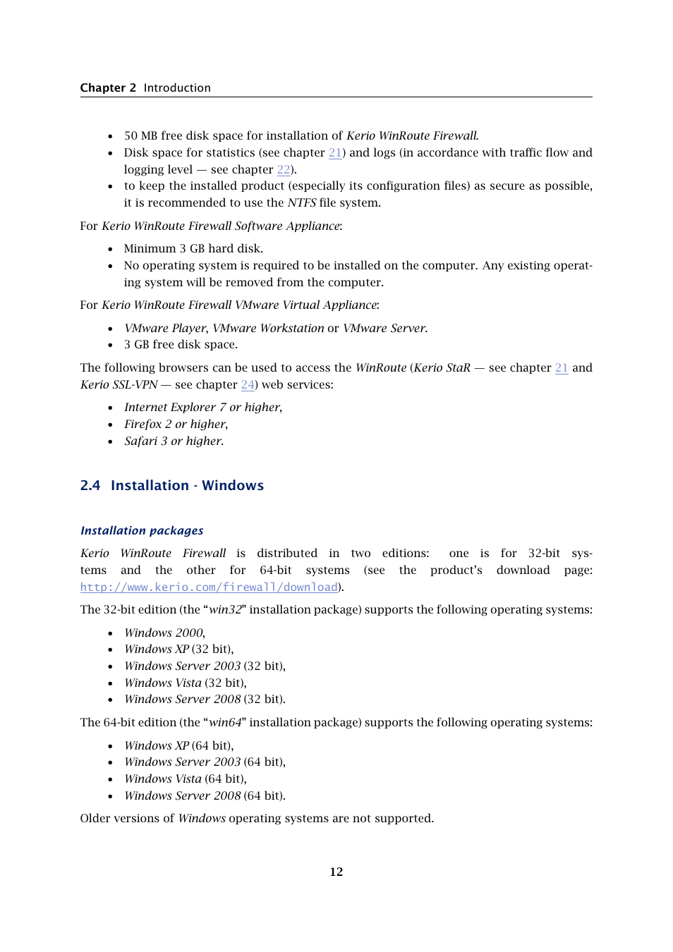 Installation - windows, 4 installation - windows | Kerio Tech KERIO WINROUTE FIREWALL 6 User Manual | Page 12 / 368