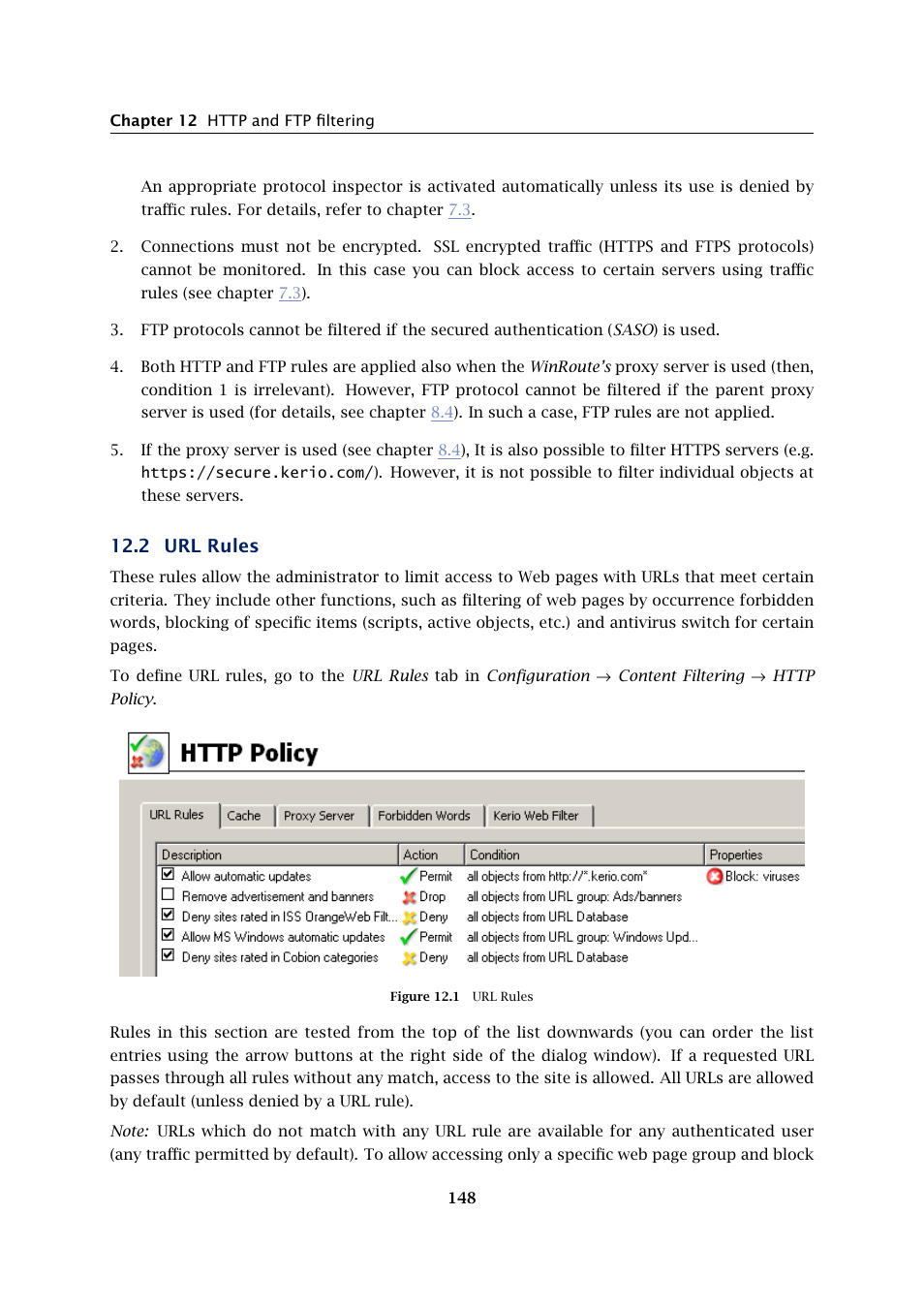 Url rules, 2 url rules | Kerio Tech KERIO WINROUTE FIREWALL 6 User Manual | Page 148 / 368