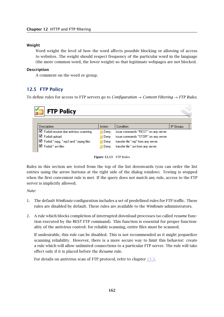 Ftp policy, 5 ftp policy | Kerio Tech KERIO WINROUTE FIREWALL 6 User Manual | Page 162 / 368