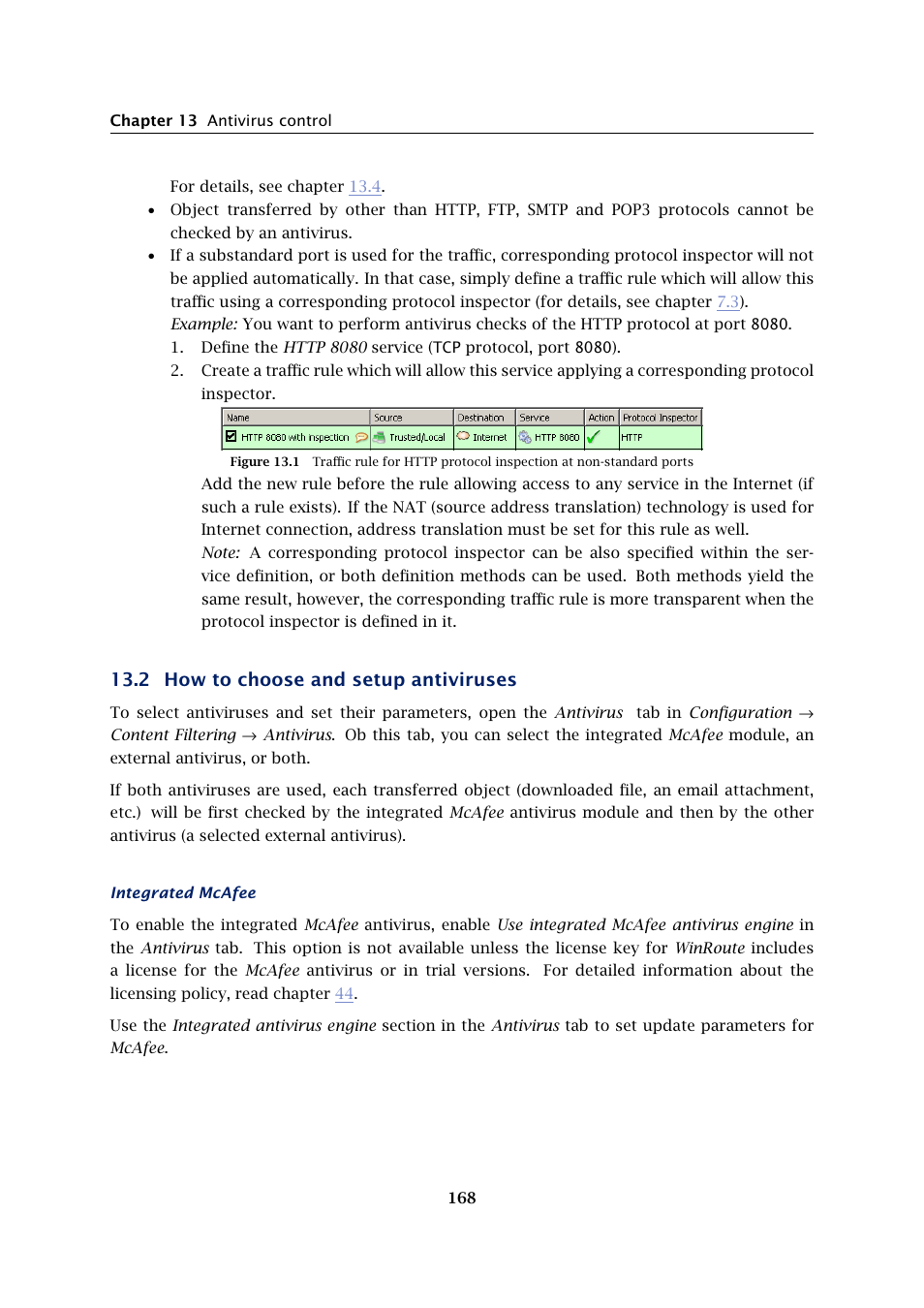 How to choose and setup antiviruses, 2 how to choose and setup antiviruses | Kerio Tech KERIO WINROUTE FIREWALL 6 User Manual | Page 168 / 368