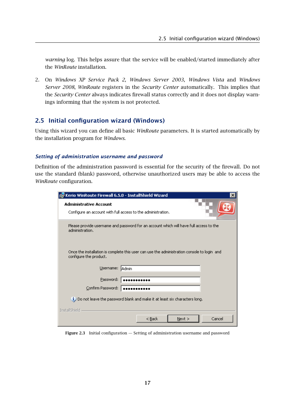 Initial configuration wizard (windows), 5 initial configuration wizard (windows) | Kerio Tech KERIO WINROUTE FIREWALL 6 User Manual | Page 17 / 368