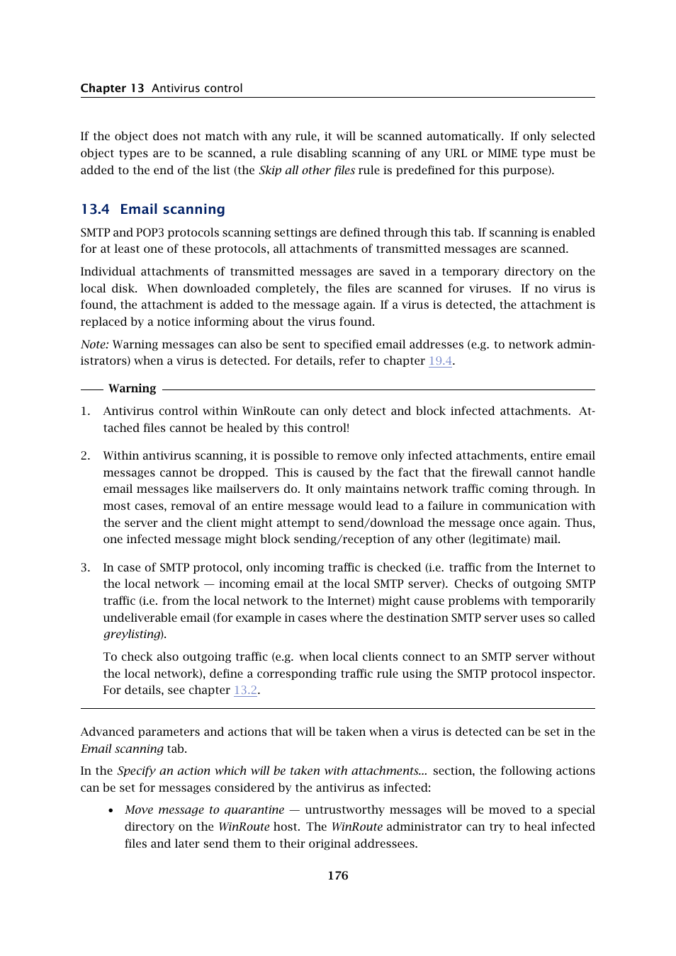 Email scanning, 4 email scanning | Kerio Tech KERIO WINROUTE FIREWALL 6 User Manual | Page 176 / 368