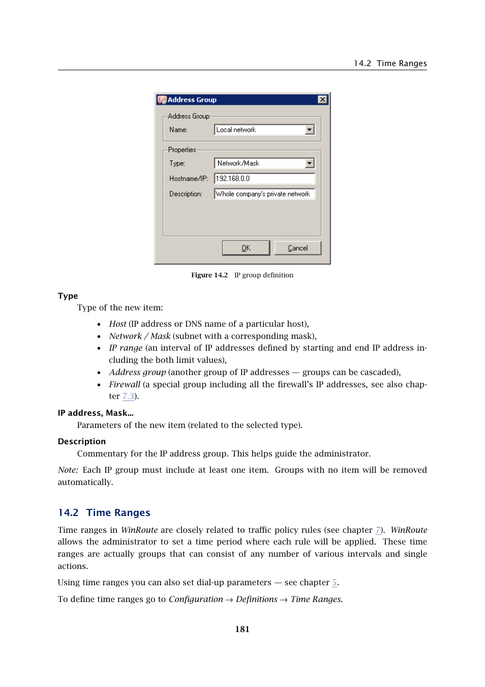Time ranges, 2 time ranges | Kerio Tech KERIO WINROUTE FIREWALL 6 User Manual | Page 181 / 368