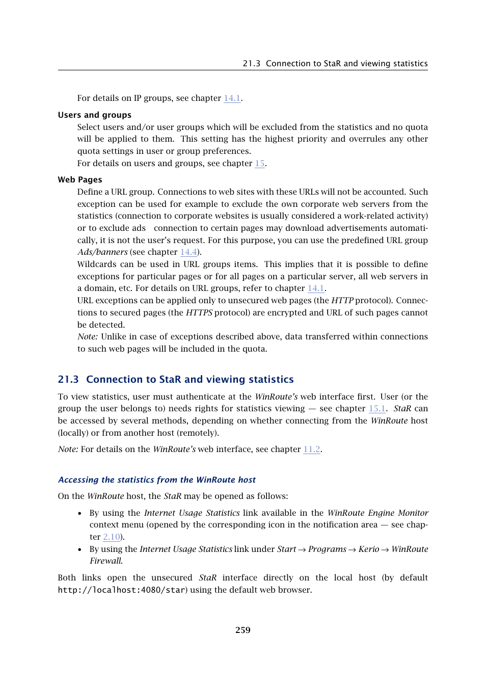 Connection to star and viewing statistics, 3 connection to star and viewing statistics | Kerio Tech KERIO WINROUTE FIREWALL 6 User Manual | Page 259 / 368
