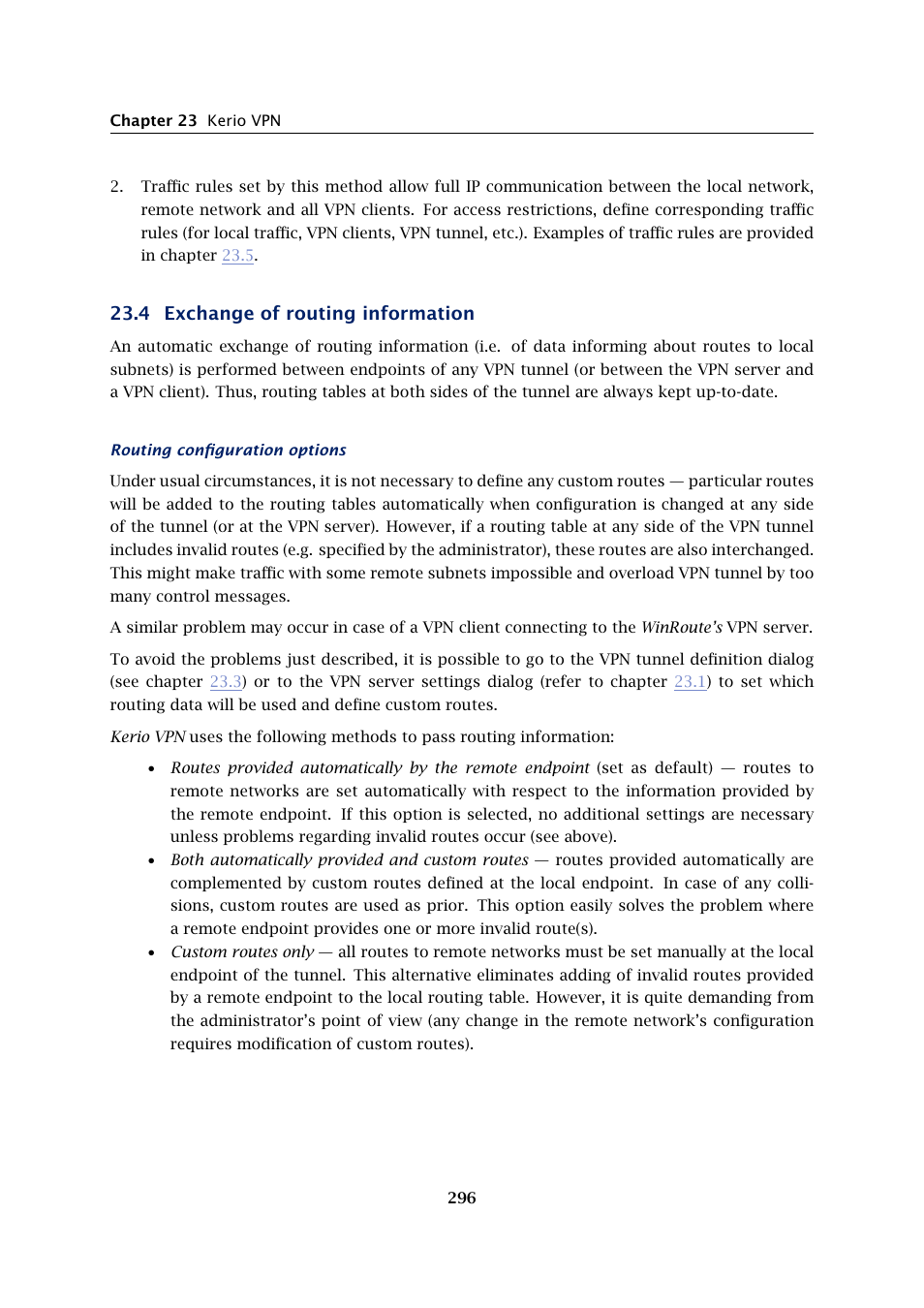 Exchange of routing information, 4 exchange of routing information | Kerio Tech KERIO WINROUTE FIREWALL 6 User Manual | Page 296 / 368