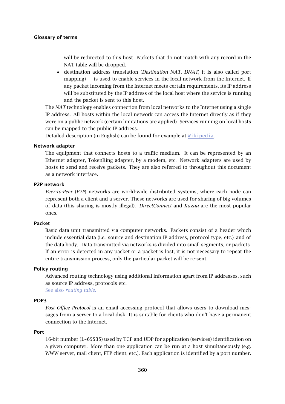 Packets, Packet, Policy routing | Kerio Tech KERIO WINROUTE FIREWALL 6 User Manual | Page 360 / 368