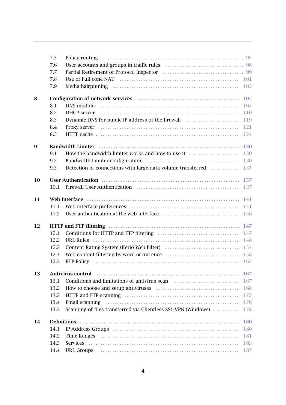 Kerio Tech KERIO WINROUTE FIREWALL 6 User Manual | Page 4 / 368