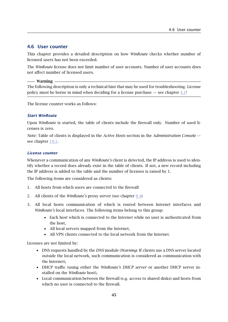 User counter, 6 user counter | Kerio Tech KERIO WINROUTE FIREWALL 6 User Manual | Page 45 / 368