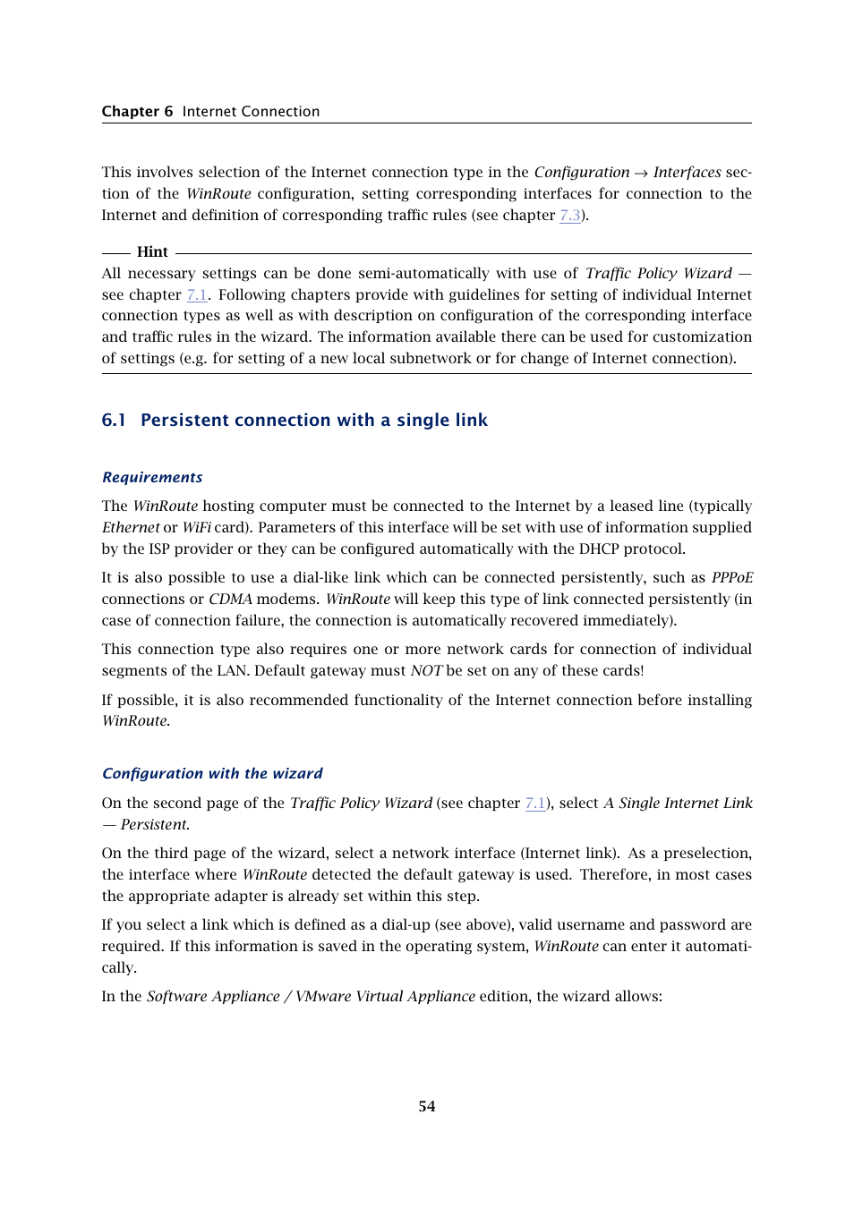 Persistent connection with a single link, 1 persistent connection with a single link | Kerio Tech KERIO WINROUTE FIREWALL 6 User Manual | Page 54 / 368