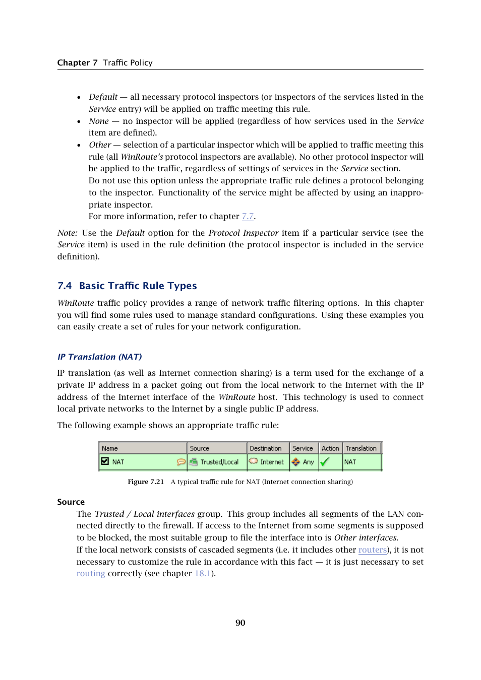 Basic traffic rule types, 4 basic traffic rule types | Kerio Tech KERIO WINROUTE FIREWALL 6 User Manual | Page 90 / 368