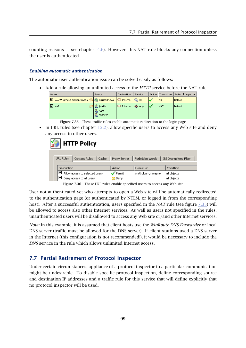 Partial retirement of protocol inspector, 7 partial retirement of protocol inspector | Kerio Tech KERIO WINROUTE FIREWALL 6 User Manual | Page 99 / 368