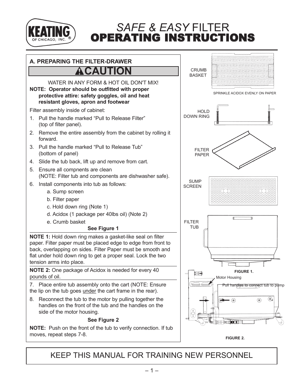 Safe & easy filter, Caution | Keating Of Chicago Safe and Easy Filter User Manual | Page 3 / 12