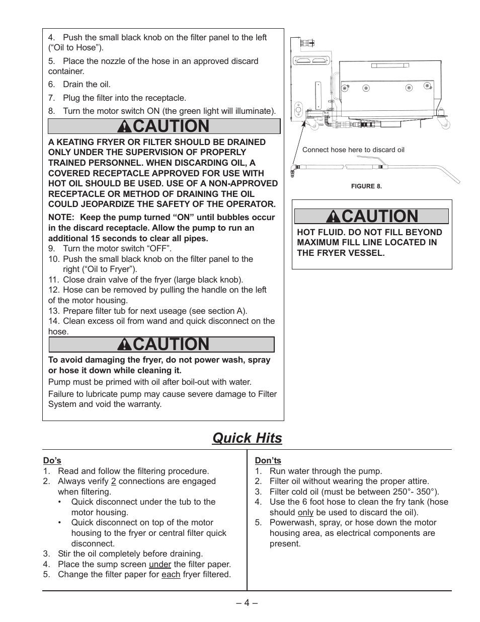 Caution, Quick hits | Keating Of Chicago Safe and Easy Filter User Manual | Page 6 / 12