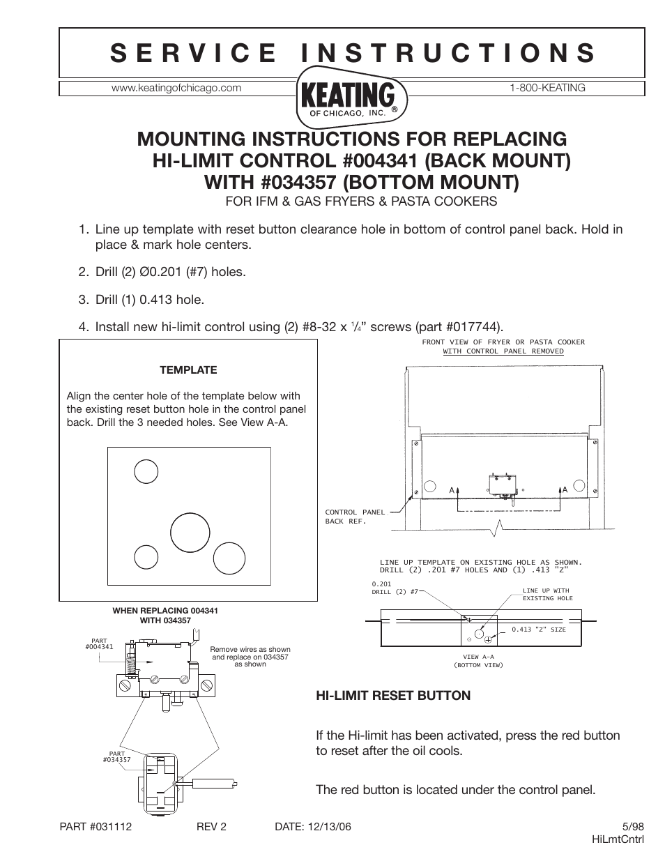 Keating Of Chicago Instant Recovery 034357 User Manual | 2 pages
