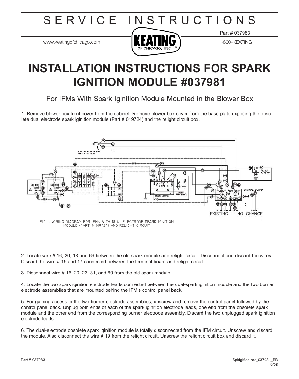 Keating Of Chicago Ignition Module 037981 User Manual | 3 pages