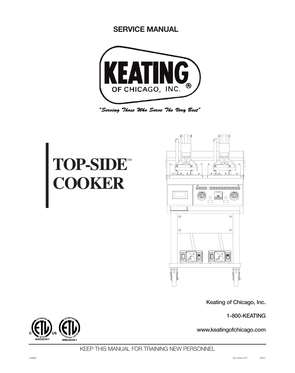 Keating Of Chicago Top-Side Cooker 028951 User Manual | 18 pages