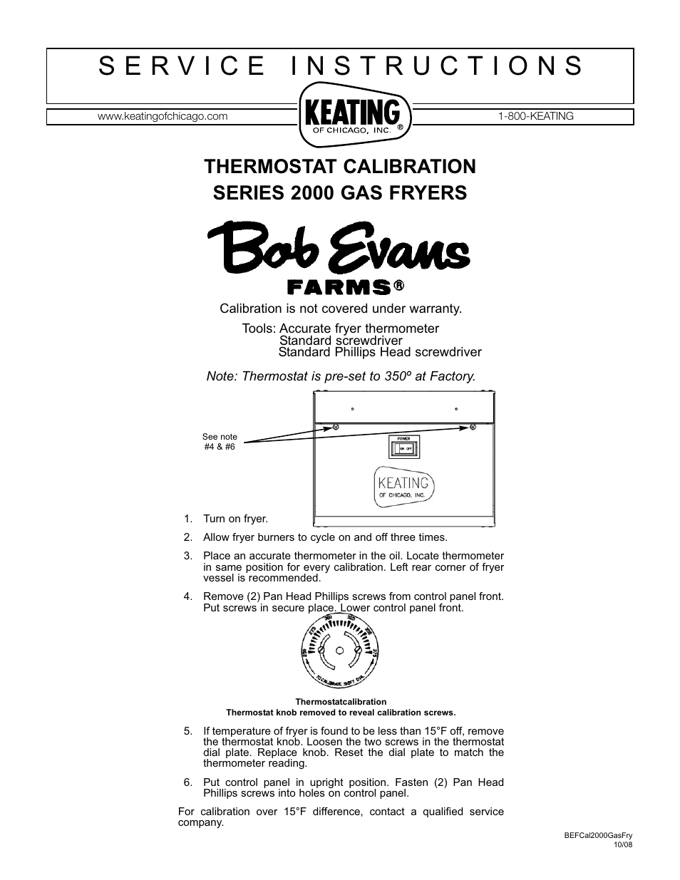 Keating Of Chicago Bob Evans Farm Series 2000 User Manual | 1 page