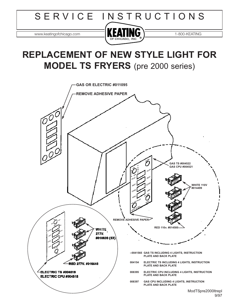 Keating Of Chicago pre 2000 series User Manual | 1 page