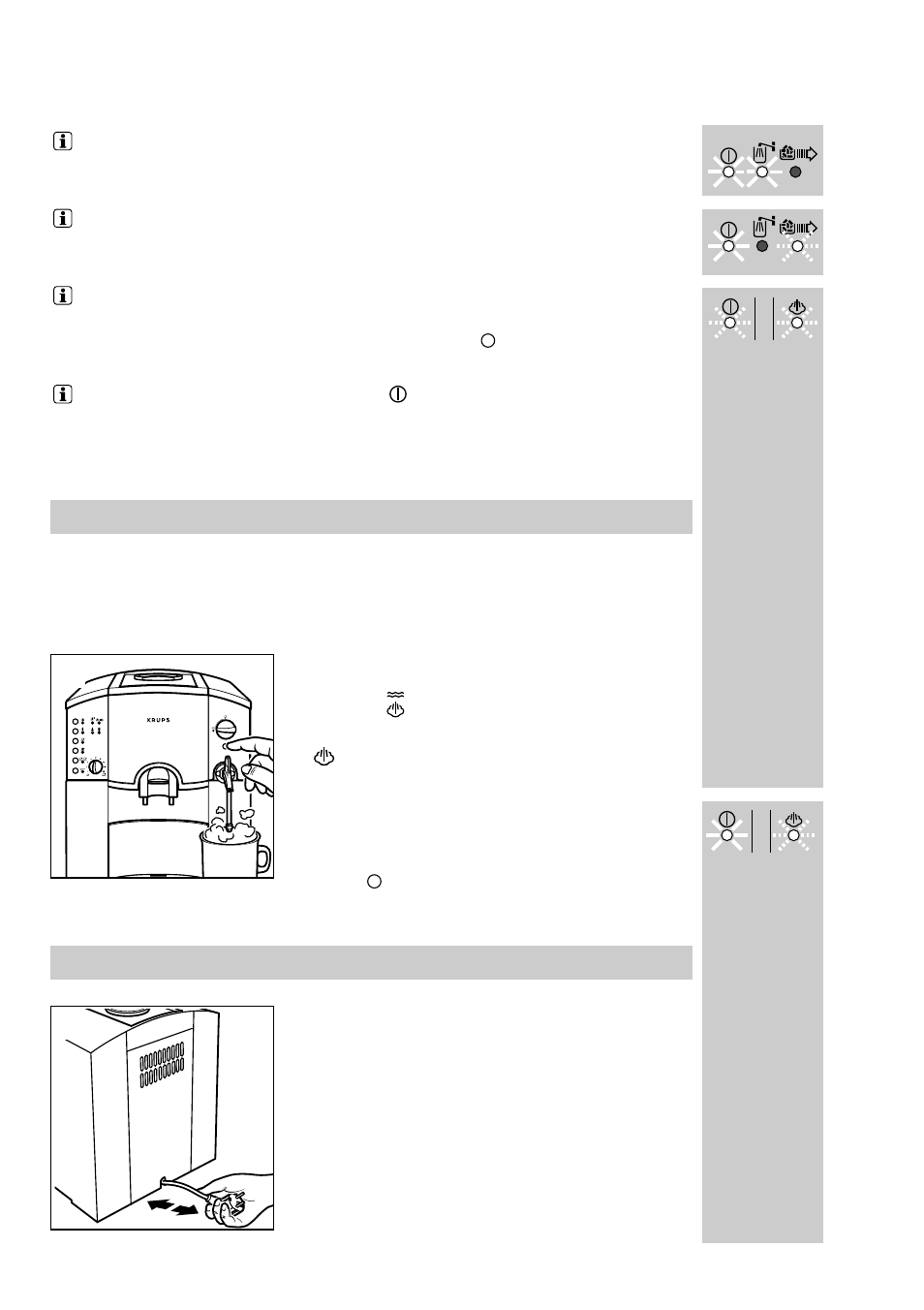 Purge du circuit de chauffage, Compartiment de rangement du cordon flexible | Krups Orchestro 889 User Manual | Page 46 / 69