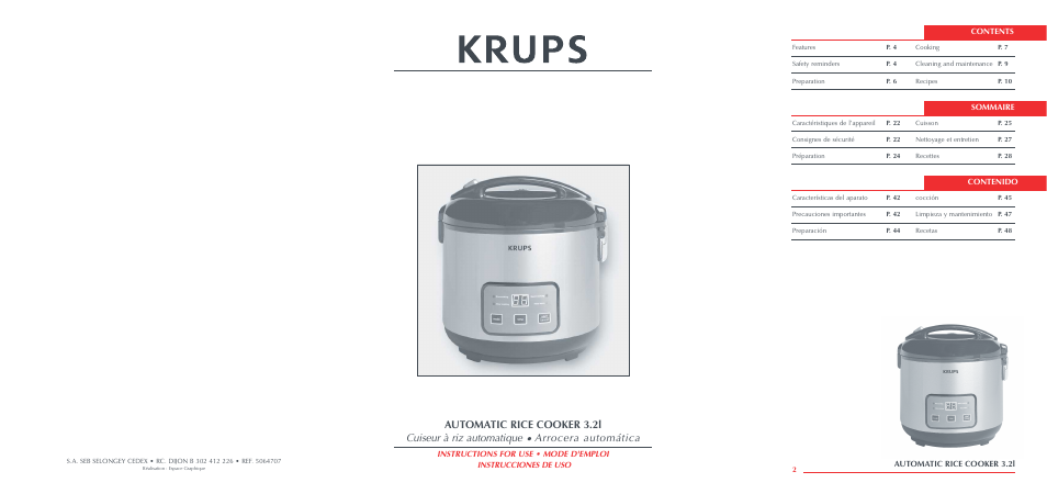 Krups Automatic Rice Cooker 3.21 3.21 User Manual | 60 pages