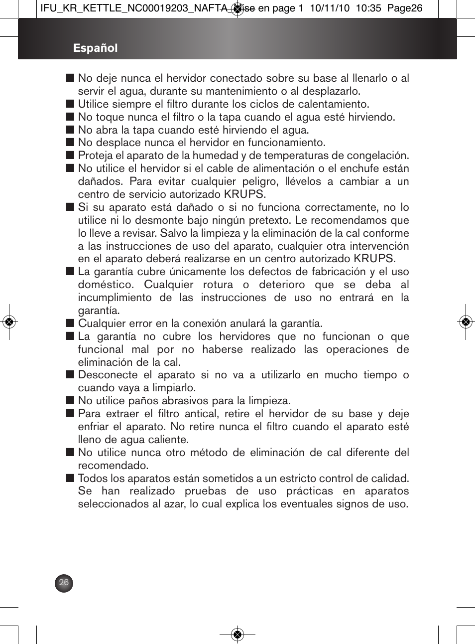 Krups BW600 User Manual | Page 26 / 36
