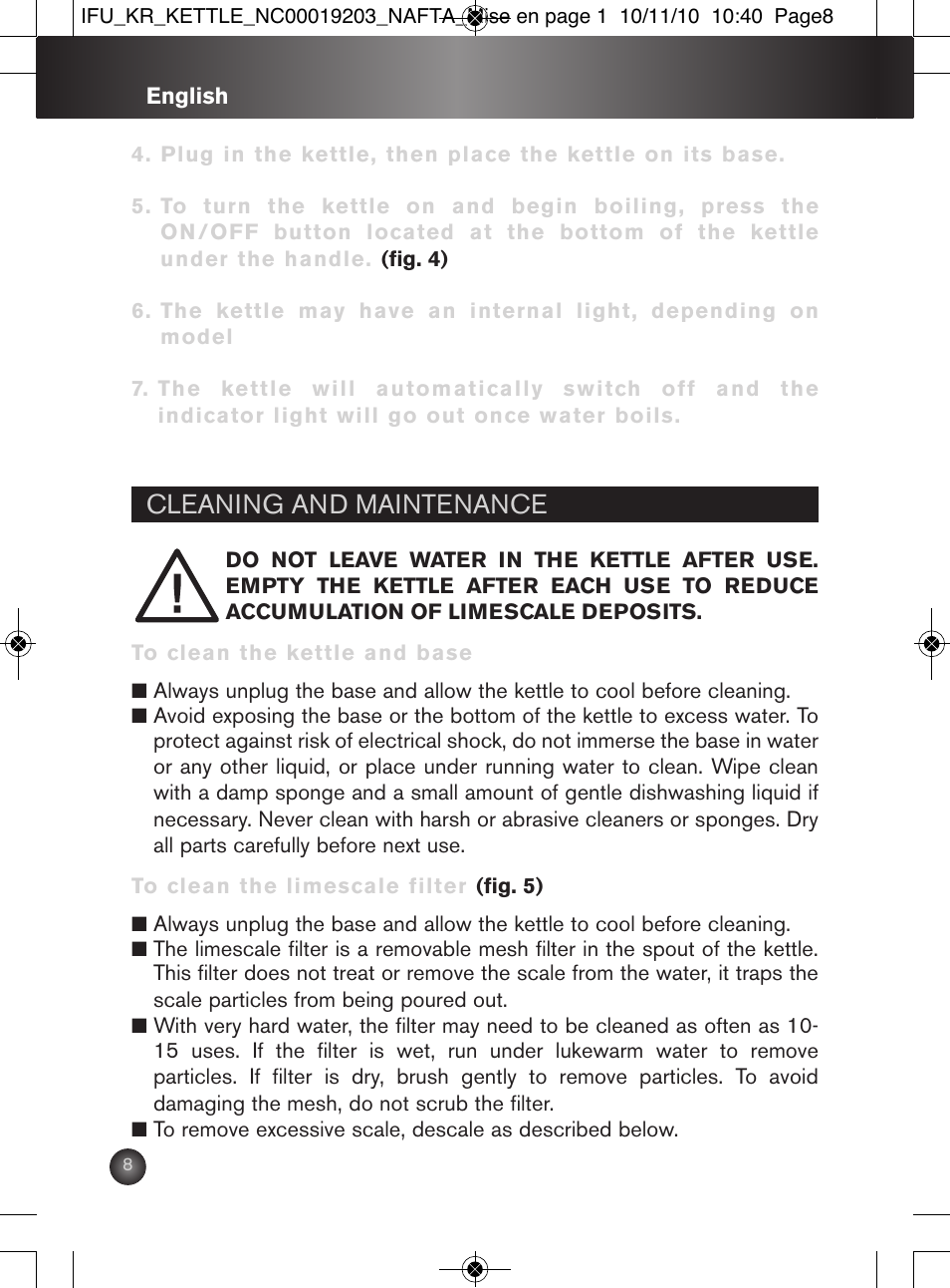 Cleaning and maintenance | Krups BW600 User Manual | Page 8 / 36