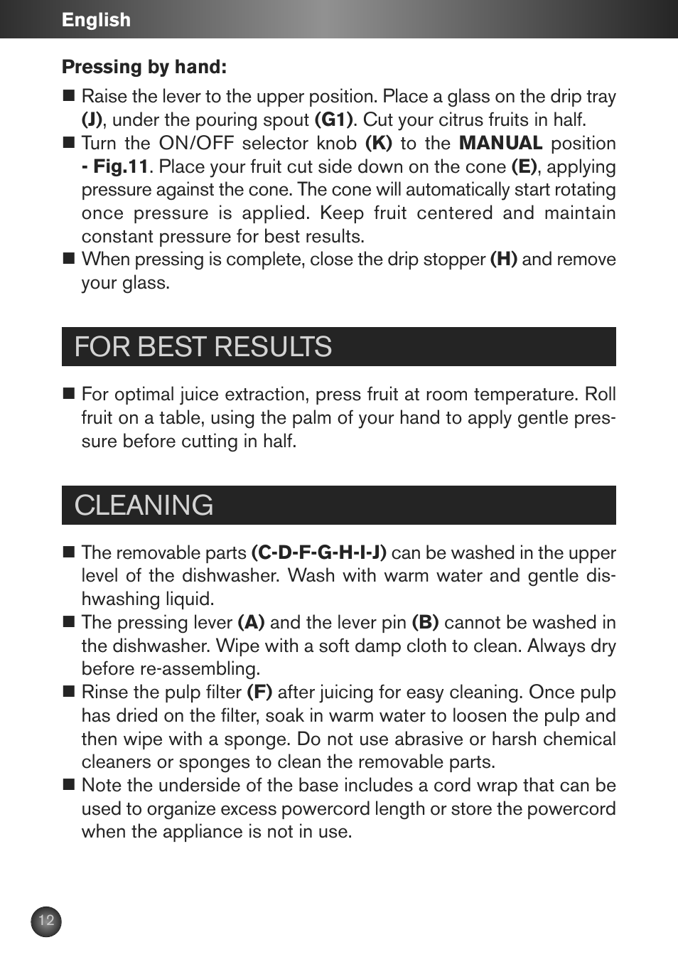 For best results, Cleaning | Krups ZX7000 User Manual | Page 11 / 34