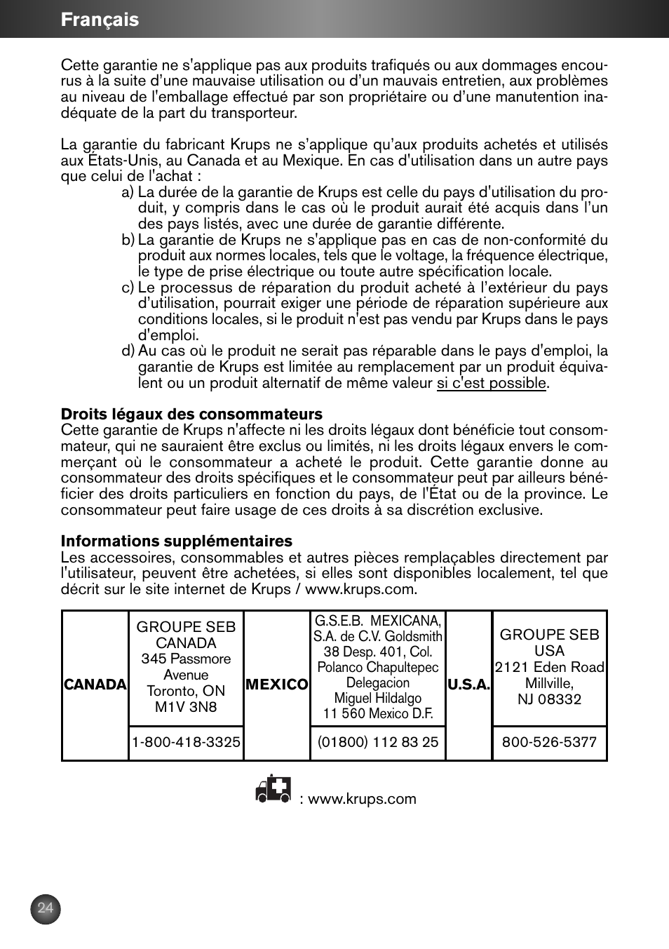 Français | Krups ZX7000 User Manual | Page 23 / 34