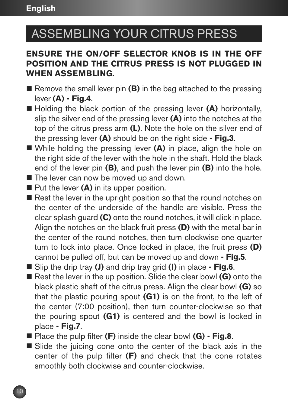 Assembling your citrus press | Krups ZX7000 User Manual | Page 9 / 34