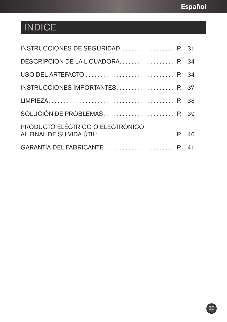 Índice | Krups KB790 User Manual | Page 33 / 50