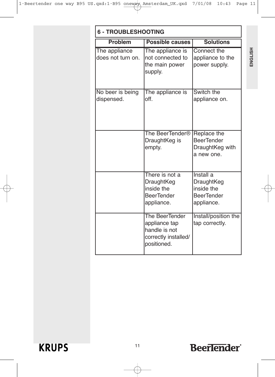 Krups Beertender B95 User Manual | Page 11 / 20