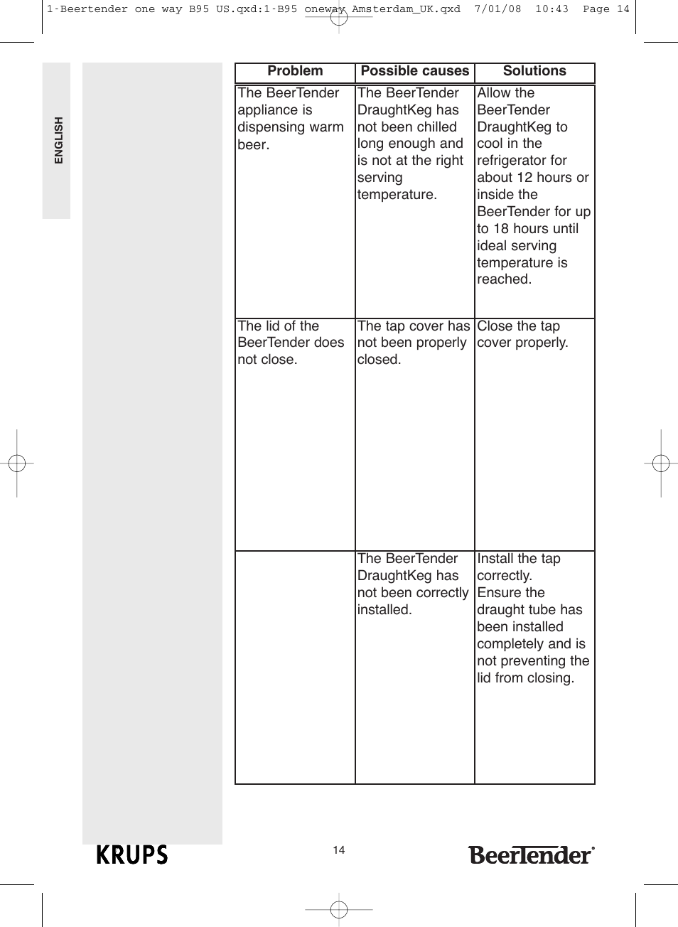 Krups Beertender B95 User Manual | Page 14 / 20