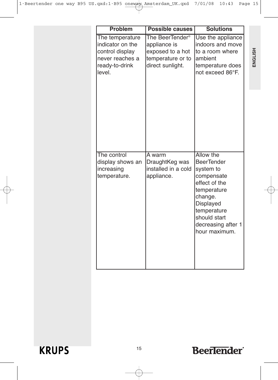 Krups Beertender B95 User Manual | Page 15 / 20