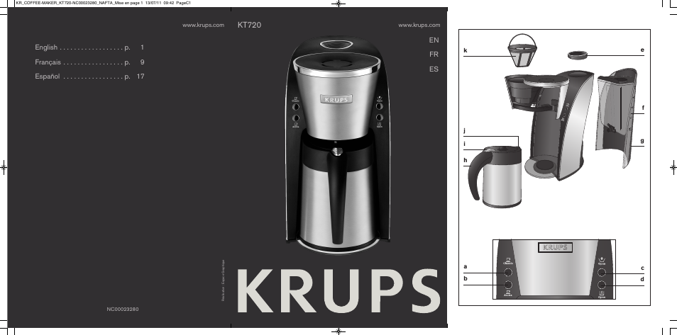 Krups Coffee Maker NC00023280 User Manual | 26 pages