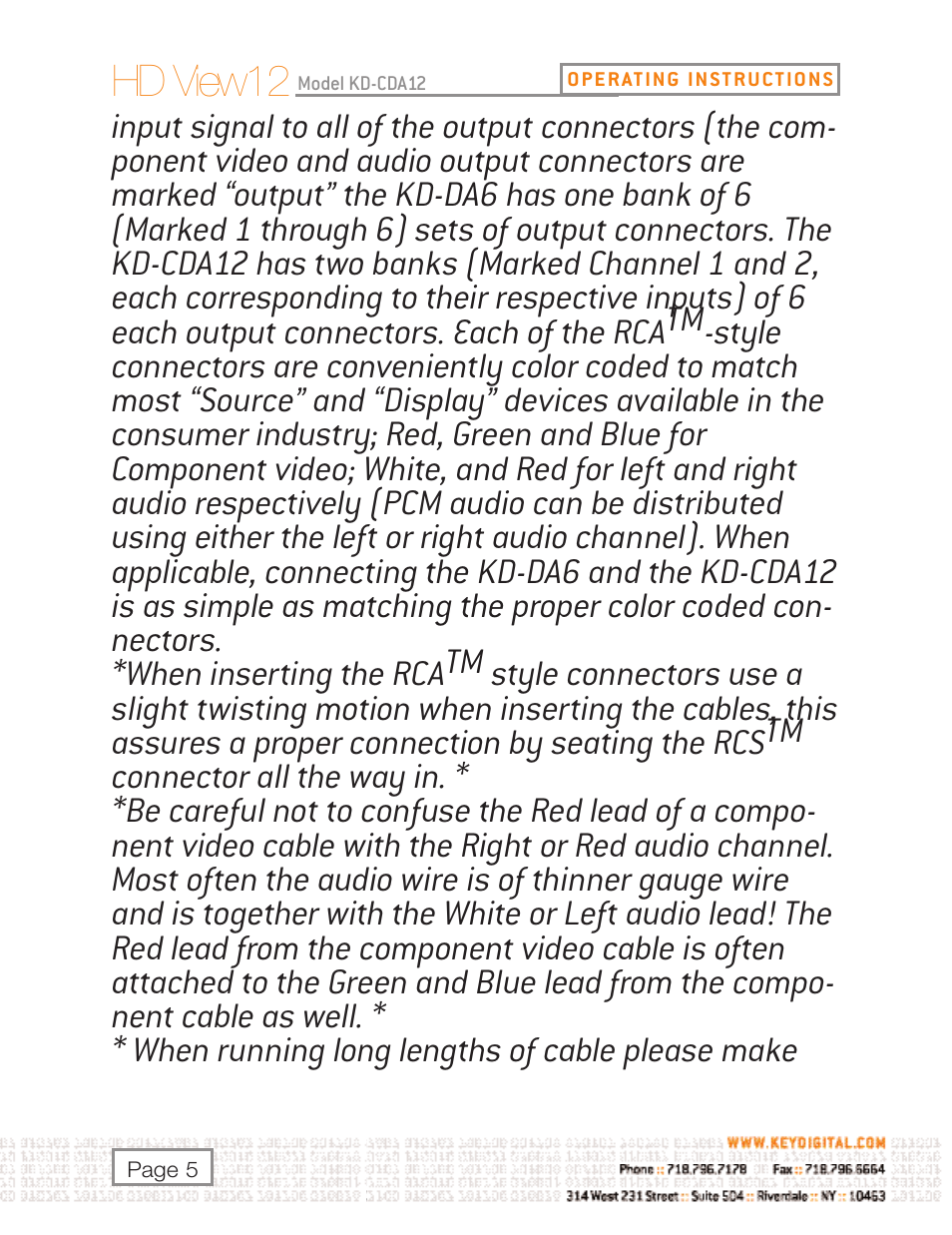 Hd view12 | Key Digital KD-DA6 User Manual | Page 5 / 16