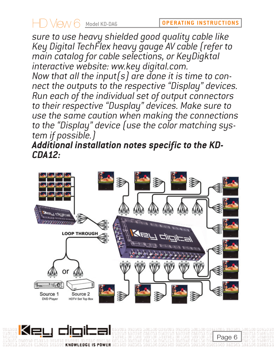 Hd view 6 | Key Digital KD-DA6 User Manual | Page 6 / 16