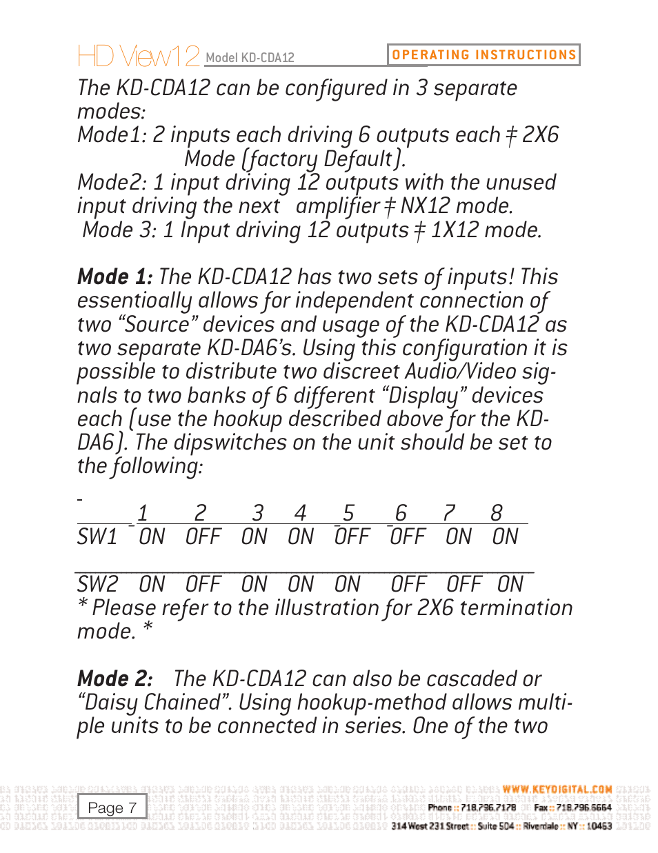 Hd view12 | Key Digital KD-DA6 User Manual | Page 7 / 16