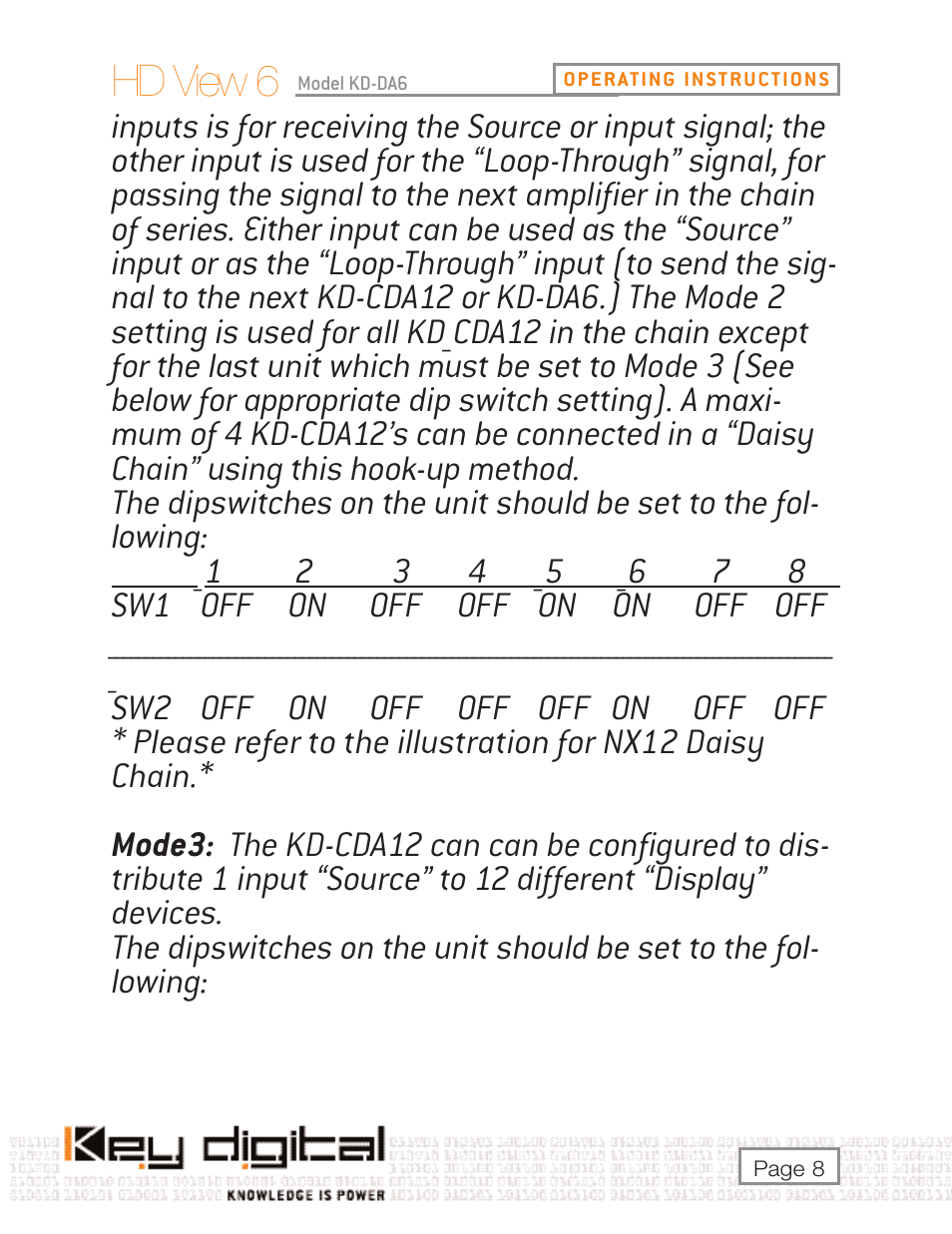 Hd view 6 | Key Digital KD-DA6 User Manual | Page 8 / 16