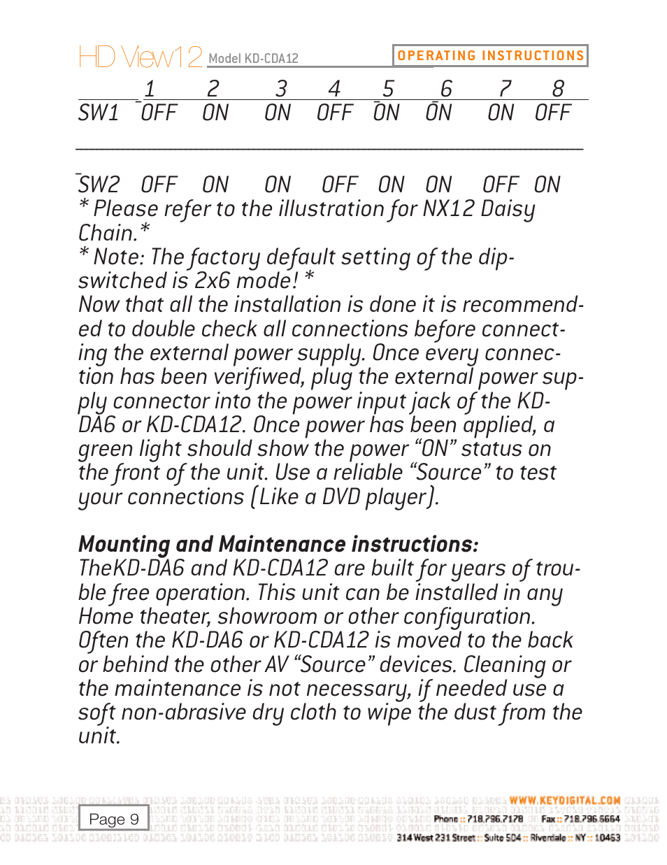 Hd view12 | Key Digital KD-DA6 User Manual | Page 9 / 16