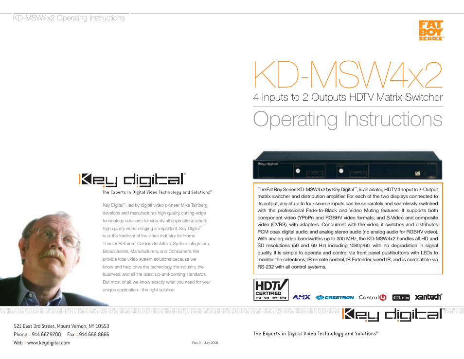 Key Digital FATBOY KD-MSW4X2 User Manual | 20 pages
